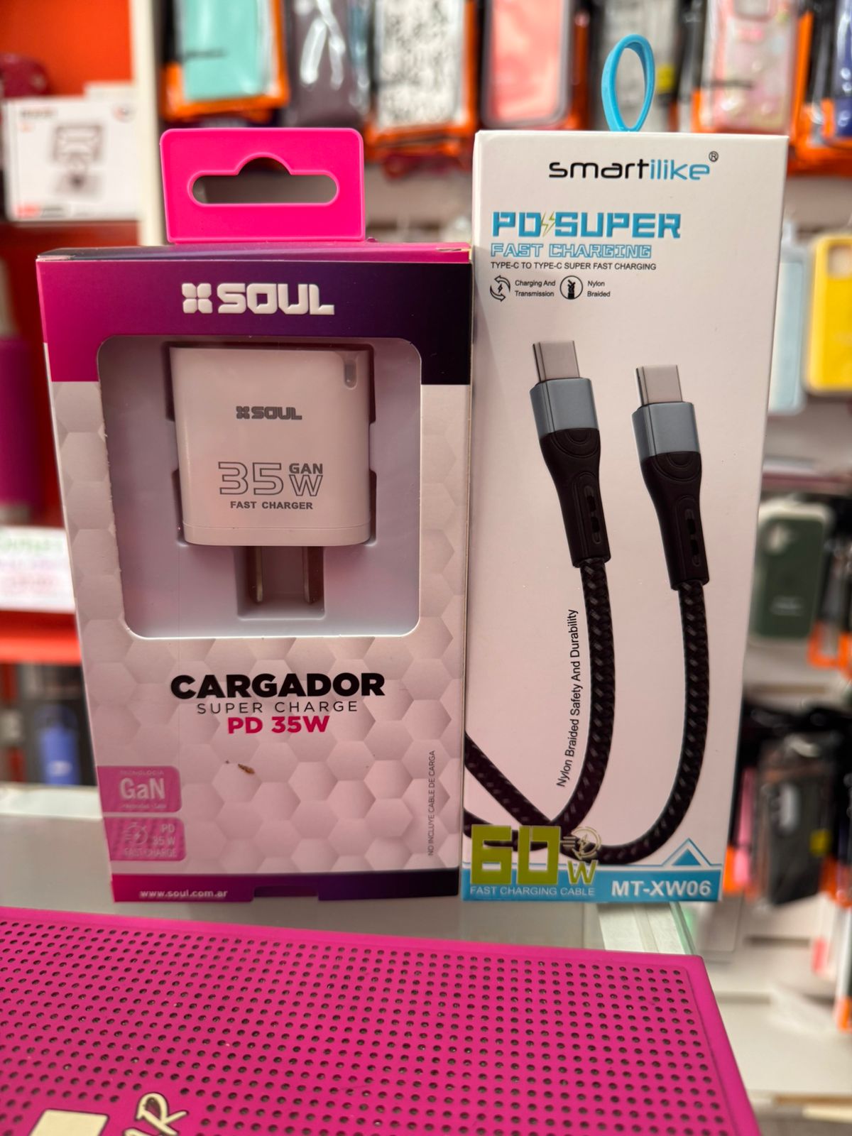 Combo Cargador Rápido GaN 35W + Cable USB-C a USB-C 60W Reforzado